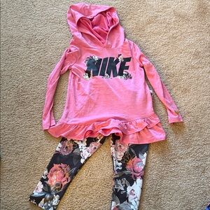 Nike Pink Hoodie and Floral Leggings Set